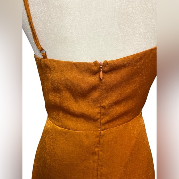 Lulus Constantine Rust Orange Satin Maxi Dress Size S Formal Dance Prom Cocktail - Picture 7 of 10